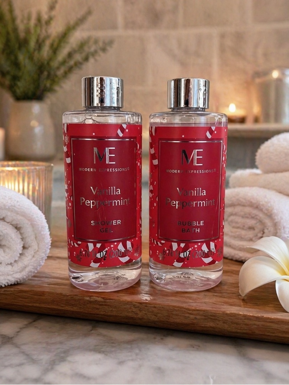 Modern Expressions Vanilla Peppermint Bath & Body Set | Shower Gel + Bubble Bath